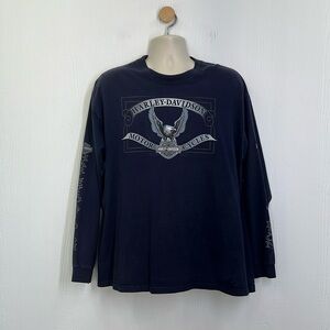 Harley Davidson - Harley Davidson Pensacola FL Bald Eagle Navy Long Sleeve T XL